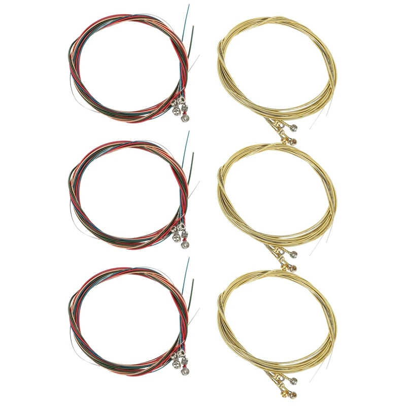 

6 Sets Of 6 Guitar Strings Replacement Steel String For Acoustic Guitar Guitar Changing Tool