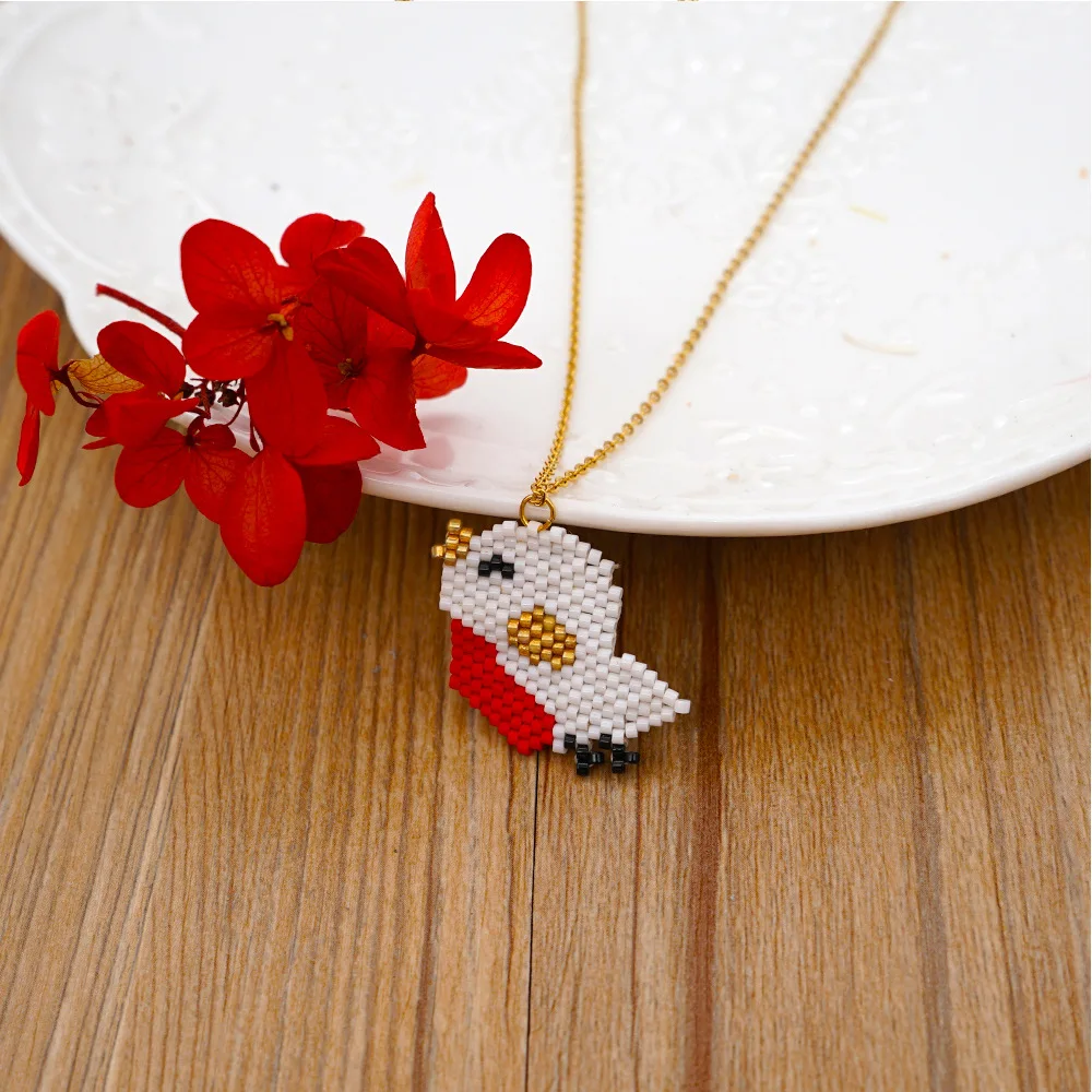 Rice Bead Necklace Beaded Cartoon birds Hand knitting Bohemia Adjustable originality alloy female Pendant Necklace
Rice Bead Necklace Beaded Cartoon birds Hand knitting Bohemia Adjustable originality alloy female Pendant Necklace