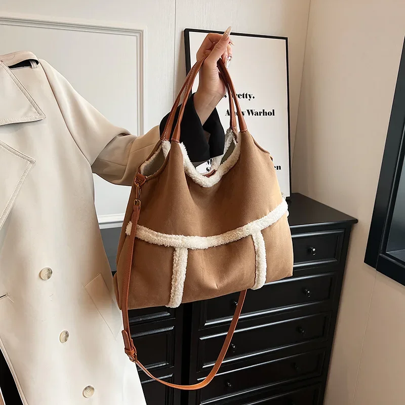 

Europe and the United States popular women bag women 2024 new deerskin velvet large capacity fashion shoulder underarm handbag