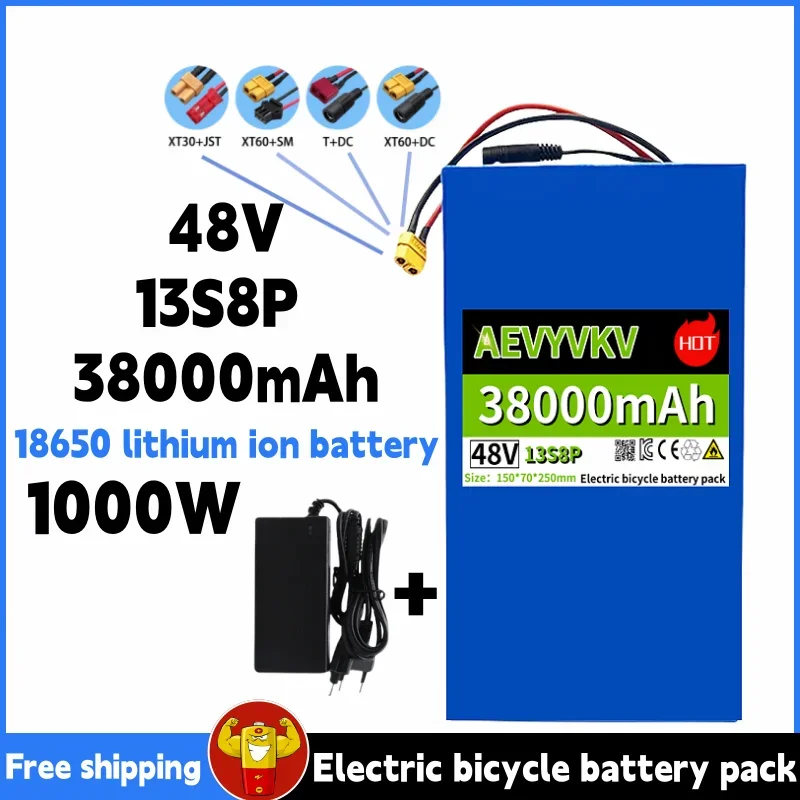 Free shipping 48V 38Ah 48V 38000mAhbattery 18650 13S8P Lithium Battery Pack 1000W electric bicycle battery Built in 50A BMS 
Free shipping 48V 38Ah 48V 38000mAhbattery 18650 13S8P Lithium Battery Pack 1000W electric bicycle battery Built in 50A BMS
