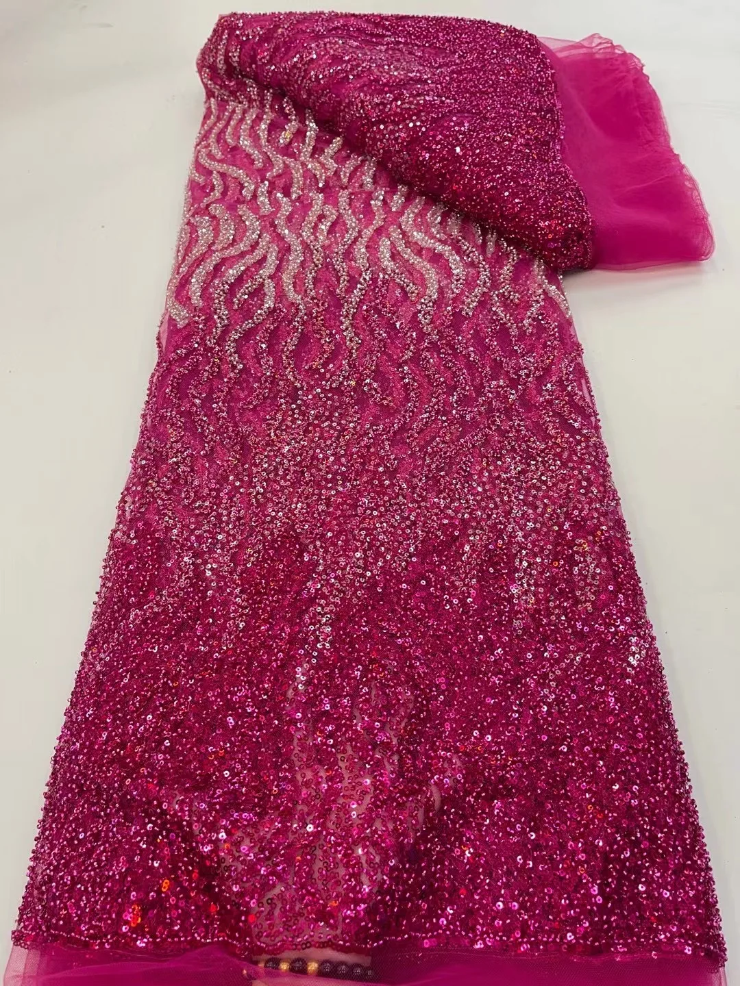 5 Yards Nigerian French Beaded Groom Embroidery Mesh Fabric For Wedding Party Dress 2023 High Quality African Sequin Lace Fabric 
5 Yards Nigerian French Beaded Groom Embroidery Mesh Fabric For Wedding Party Dress 2023 High Quality African Sequin Lace Fabric