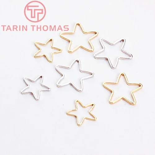 

(3597)12PCS 10MM 14MM 16MM 22MM 25MM 24K Gold Color Plated Brass Star Closed Jump Ring for DIYJewelry Making Findings Accessorie