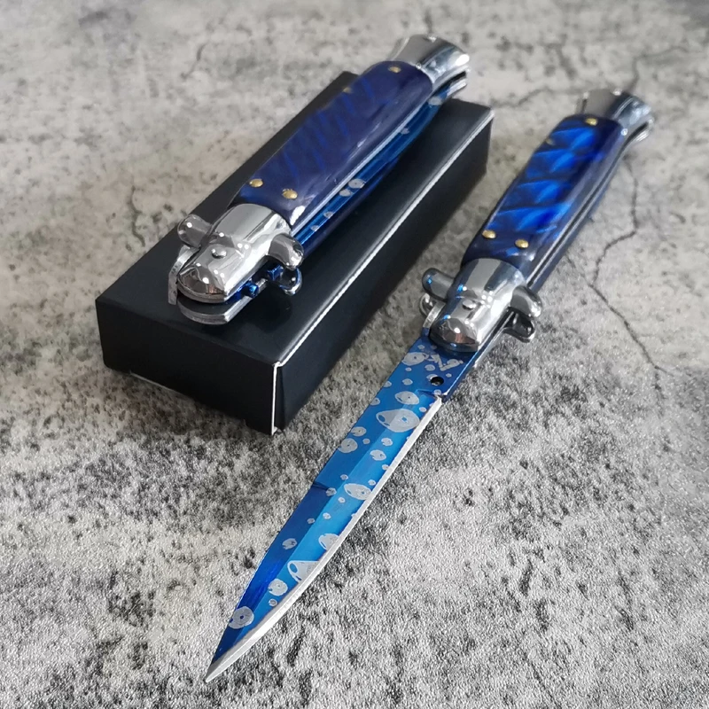 8.95'' Folding Blade Knife 440C Titanium With Ebony Handle Outdoor Camping Survival Hunting Knife Portable Pocket Compact Knives
8.95'' Folding Blade Knife 440C Titanium With Ebony Handle Outdoor Camping Survival Hunting Knife Portable Pocket Compact Knives