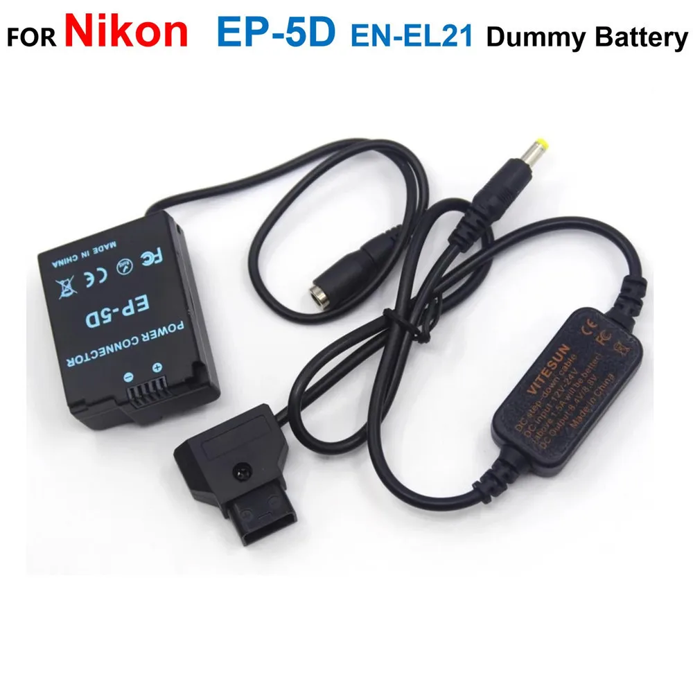 

12-24V Step-Down Cable To D-TAP Dtap EH-5A EN-EL21 ENEL21 Dummy Battery EP-5D EP5D DC Coupler For Nikon 1 V2 1V2 Cameras