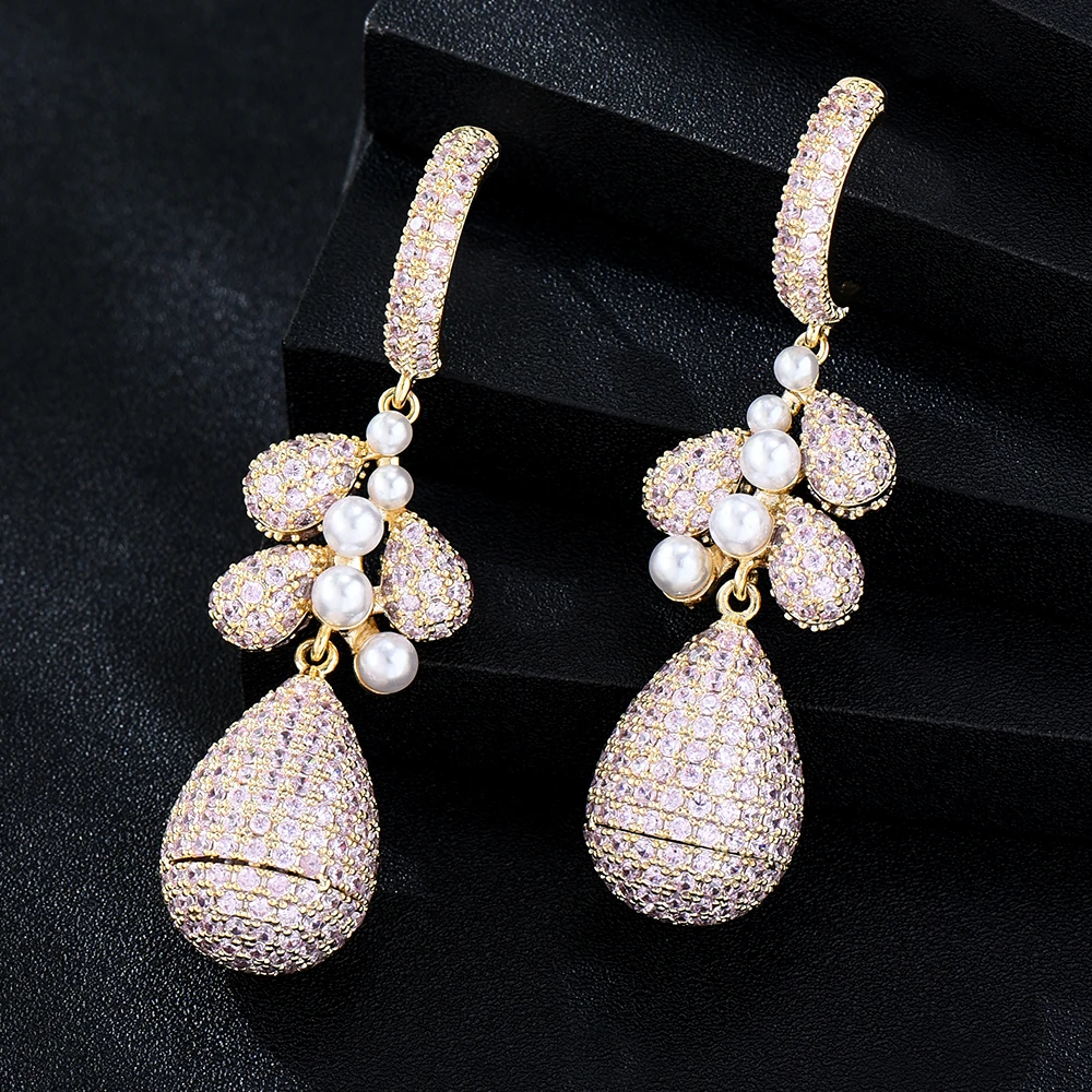 

Kellybola Luxury Gorgeous Original DIY Earrings For Women CZ Wedding Bridal Jewelry Gift Nigerian Qatar Women Earrings Gift