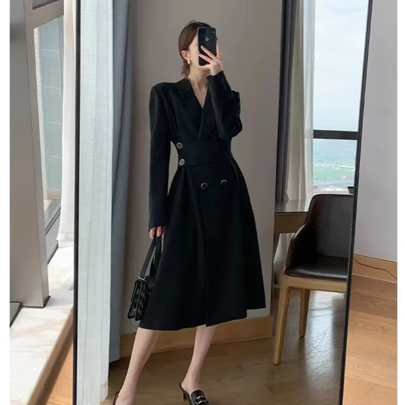 French Suit Dress For Women Spring Autumn Hepburn Style Retro Fashion Temperament Slim Waist Long Sleeve Small Black Skirt
French Suit Dress For Women Spring Autumn Hepburn Style Retro Fashion Temperament Slim Waist Long Sleeve Small Black Skirt