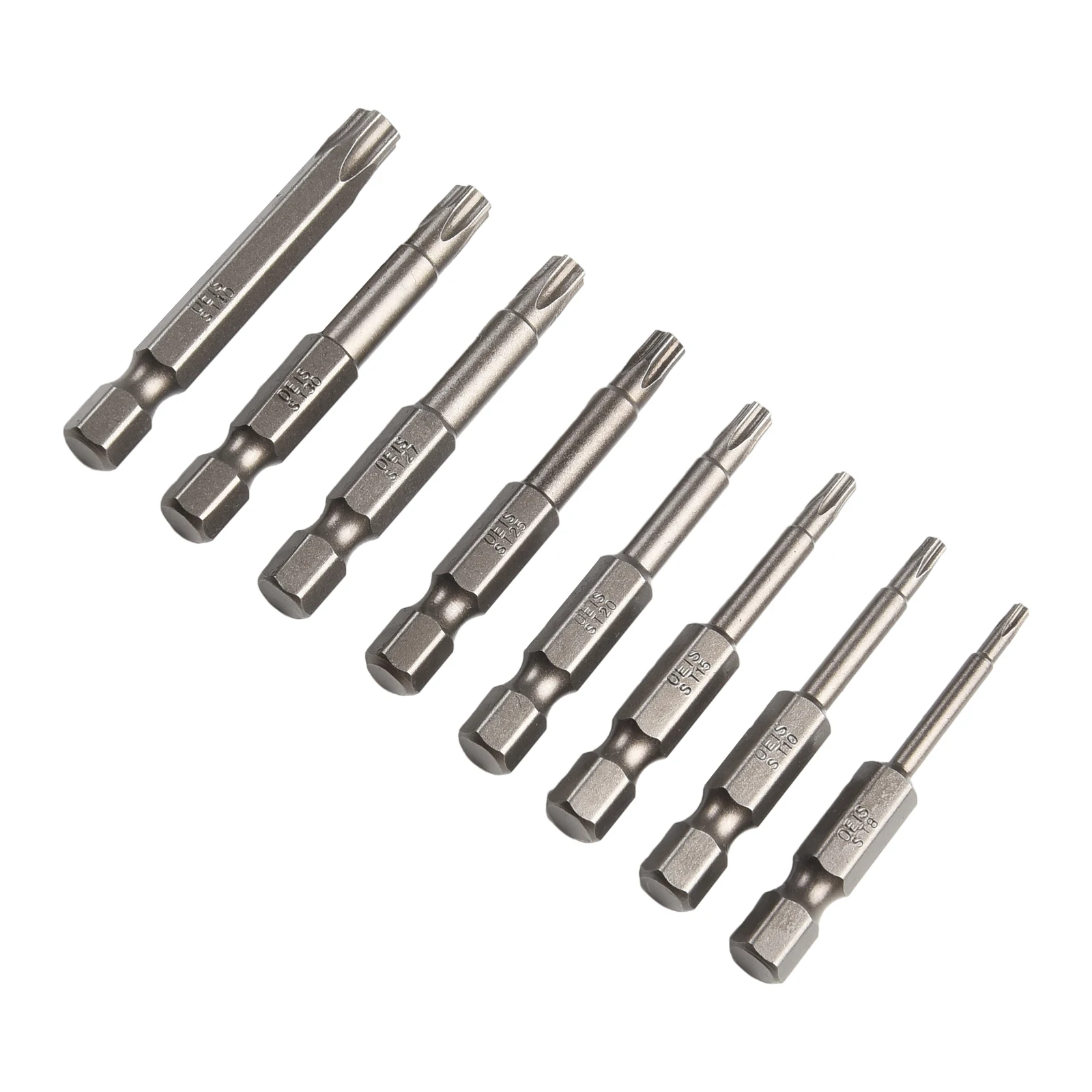8Pcs 50mm 1/4 Hex Shank Screwdriver Bits Magnetic Five-Point Torx Screwdriver Bits Set T8-T40 Electric Security Drill Wrench
8Pcs 50mm 1/4 Hex Shank Screwdriver Bits Magnetic Five-Point Torx Screwdriver Bits Set T8-T40 Electric Security Drill Wrench