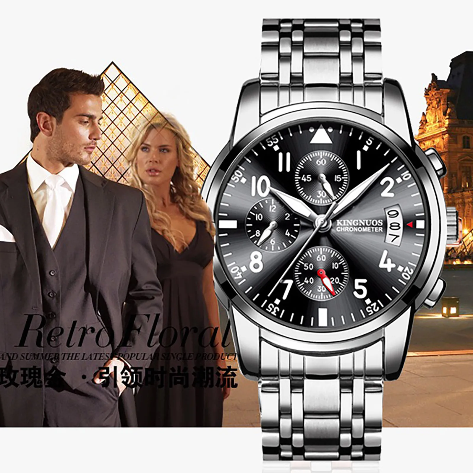 

2023 Men'S Steel Band Watch Single Calendar Glow Waterproof Watch Montre Homme Relogio Masculino Prova DáGua Zegarek MęSki 시계