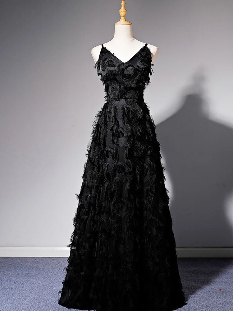 New Evening Dresses Black Formal Dresses Custom Tassel Long Party Gown A-Line V-Neck Floor-Length Prom Gown Fashion
New Evening Dresses Black Formal Dresses Custom Tassel Long Party Gown A-Line V-Neck Floor-Length Prom Gown Fashion