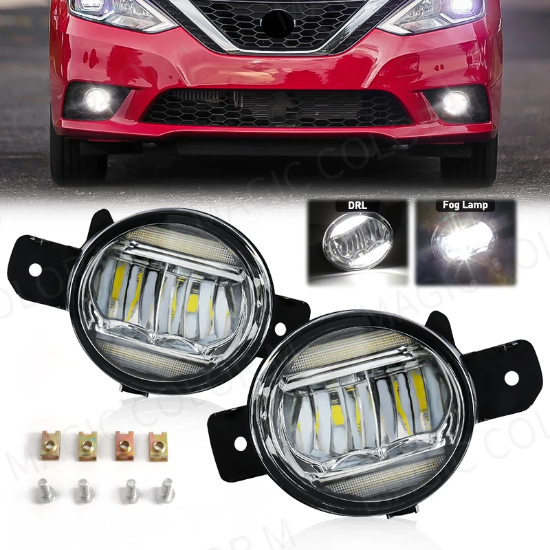 

Car Fog Lamp LED DRL Daytime Running Lights 2-in-1 For Nissan Almera Sylphy Versa Altima X-Trail T32 Rogue Bluebird March 12V