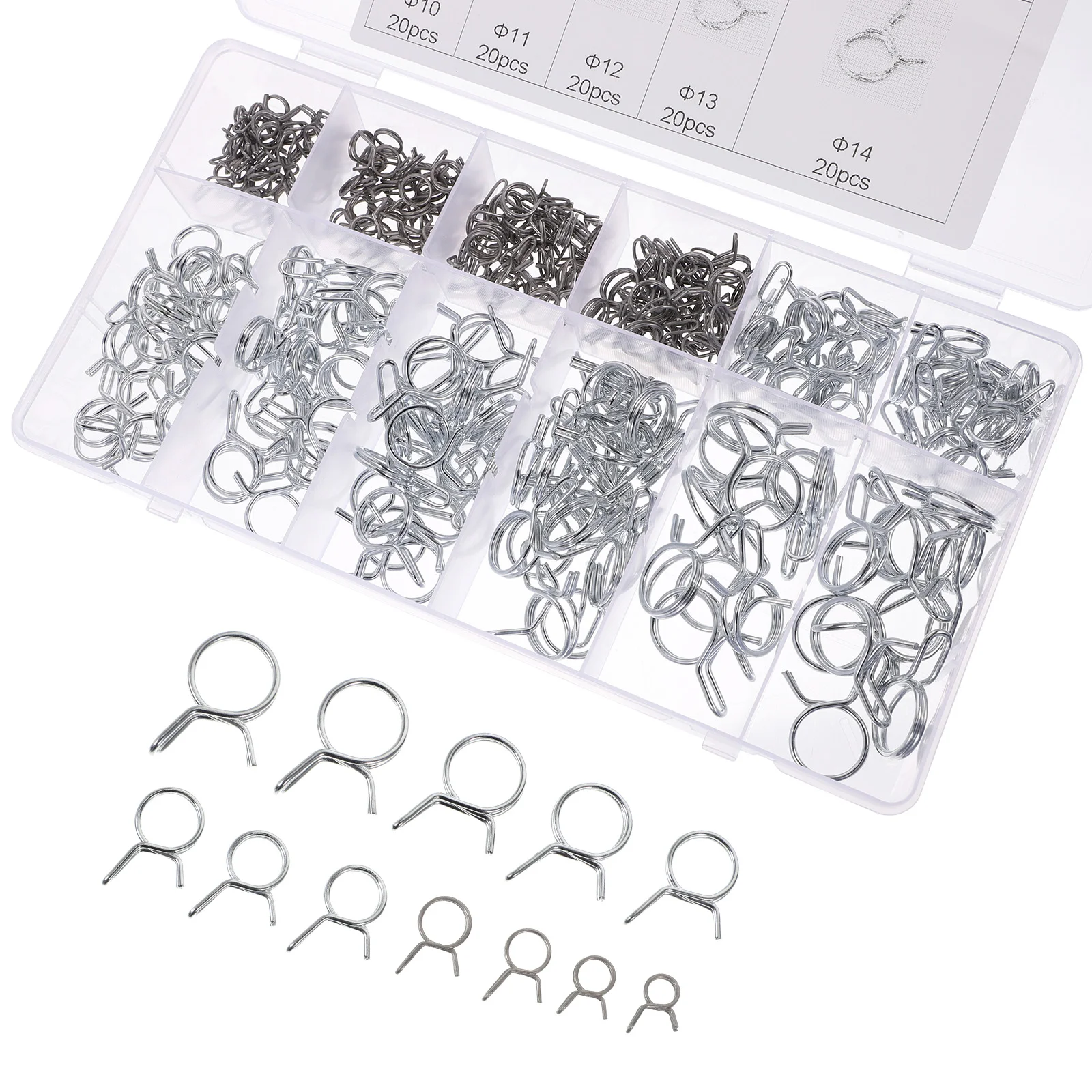 250 Pcs Spring Tube Clamp Spring Clamp Spring Clip Fasteners Fasteners Fuel Line Clips Assortment Steel Water 
250 Pcs Spring Tube Clamp Spring Clamp Spring Clip Fasteners Fasteners Fuel Line Clips Assortment Steel Water