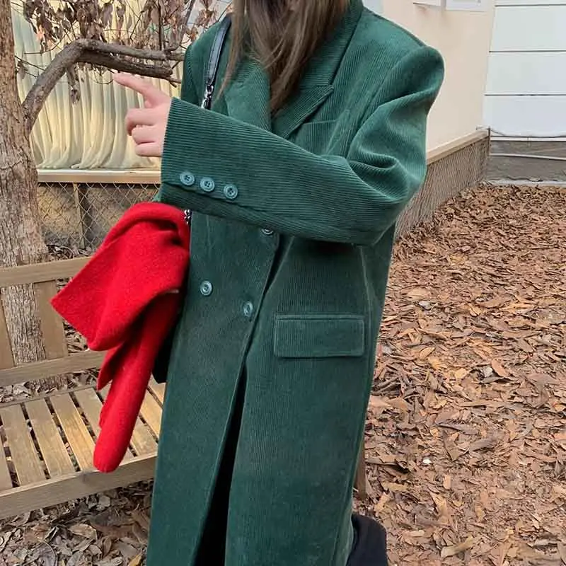 Y2K Autumn Corduroy Warm Blends Coats Women Fashion Loose Double Breasted Solid Jackets Winter Korean Elegant Thick Long Outwear
Y2K Autumn Corduroy Warm Blends Coats Women Fashion Loose Double Breasted Solid Jackets Winter Korean Elegant Thick Long Outwear