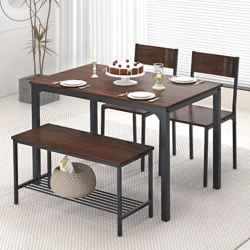 4-Piece Kitchen Table and 2 Chairs for 4 with Bench, Dining Table Set for Small Space, Apartment
4-Piece Kitchen Table and 2 Chairs for 4 with Bench, Dining Table Set for Small Space, Apartment