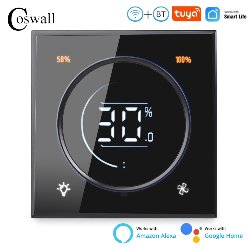 Glass Panel Knob Fan Controller 300W Max. AC110-240V Digital LCD For Ceiling Fan Lamp With Wifi/Zigbee Smart Light Switch
Glass Panel Knob Fan Controller 300W Max. AC110-240V Digital LCD For Ceiling Fan Lamp With Wifi/Zigbee Smart Light Switch