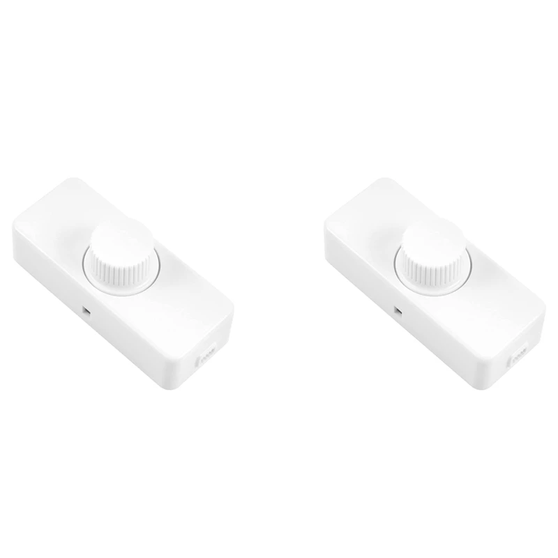 

2X Inline LED Dimmer Switch, Built-In Rotary ON/OFF And Knob Control Dimmer For Dimmable 3-100W LED/Incandescent White