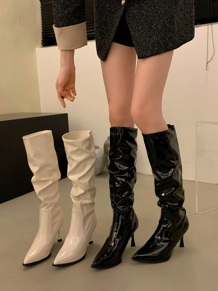 Женские кожаные сапоги, остроносые сапоги, Женская привлекательная обувь на высоком каблуке, роскошная дизайнерская зимняя обувь на шпильке с острым носком
Женские кожаные сапоги, остроносые сапоги, Женская привлекательная обувь на высоком каблуке, роскошная дизайнерская зимняя обувь на шпильке с острым носком