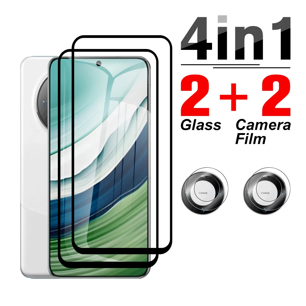 

4in1 Clear Camera Glass For Huawei Mate 60 Nova Y91 Y90 11 10 9 8i 6 7i 5z Enjoy 60X 50 hawei P40 lite Black edge Tempered Glass