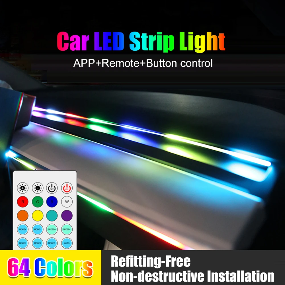 110cm Car Interior Decorative Lamps Strips Auto LED Neon Light Atmosphere Lamp With APP Remote Control Auto LED Ambient Lights
110cm Car Interior Decorative Lamps Strips Auto LED Neon Light Atmosphere Lamp With APP Remote Control Auto LED Ambient Lights