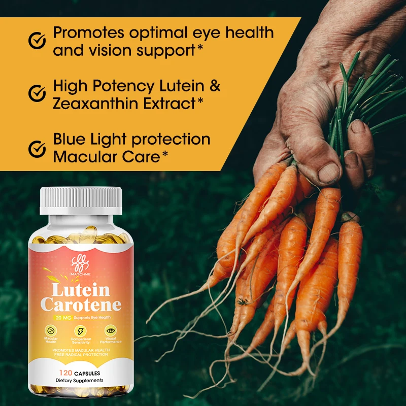 

Lutein Capsules Zeaxanthin Carotene For Eye Health Stress Relief and Blue Light Protection Macular Health and Vision Protect