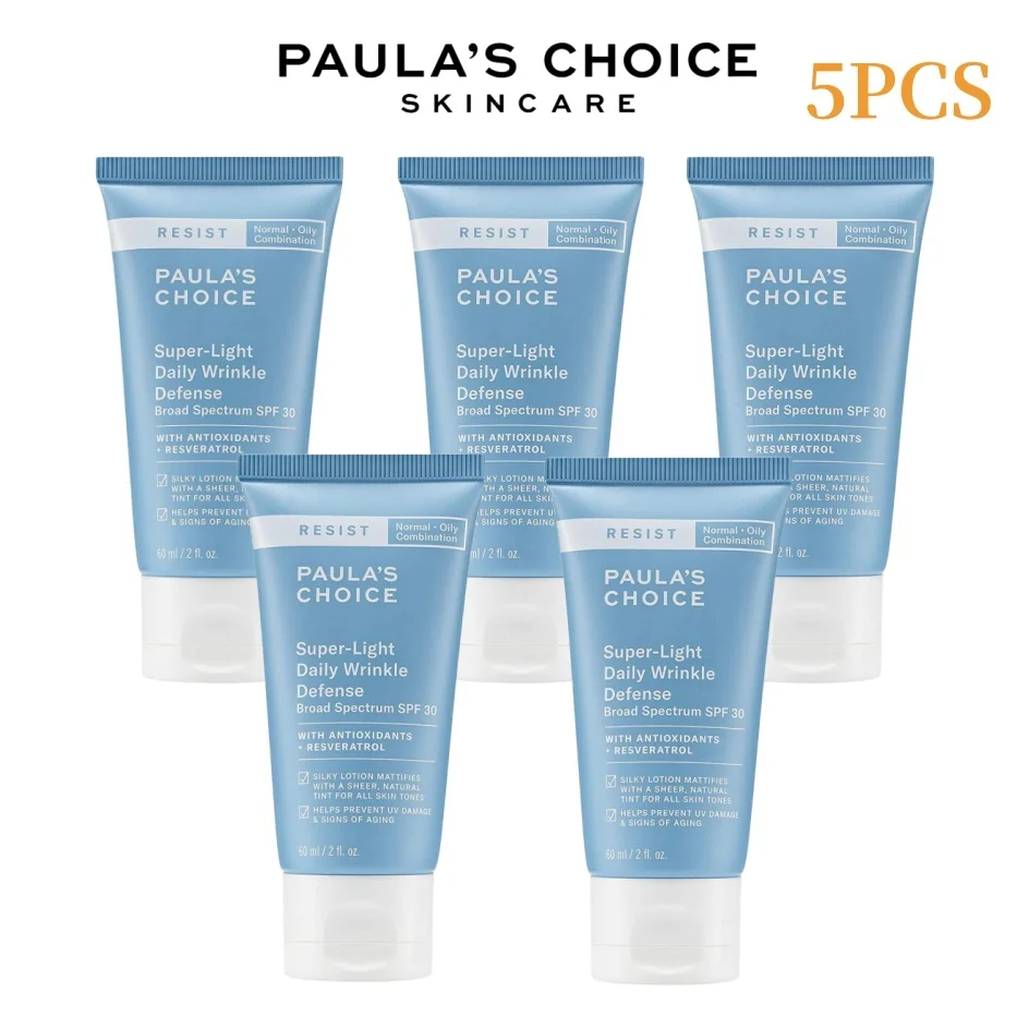 

5PCS Paulas Choice RESIST Super-Light Daily Wrinkle Defense 60ml SPF 30 With Antioxidants Resveratrol Matte No-Tinted Sunscreen