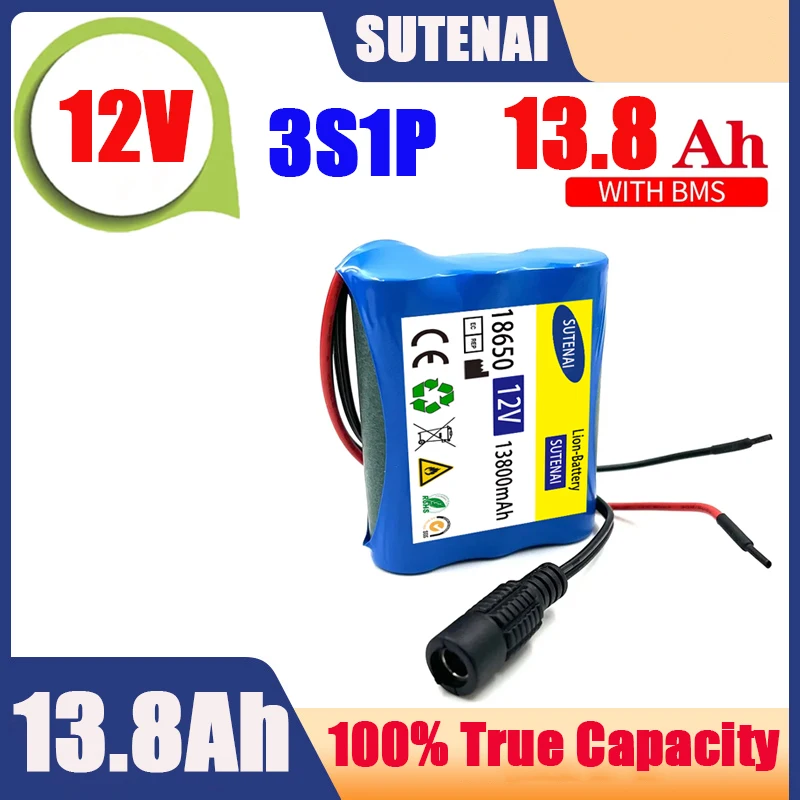 12V 13800mAh 18650 Lithium Rechargeable Battery pack 3S1P for Speaker flashlight CCTV Camera GPS Portable search light equipment
12V 13800mAh 18650 Lithium Rechargeable Battery pack 3S1P for Speaker flashlight CCTV Camera GPS Portable search light equipment
