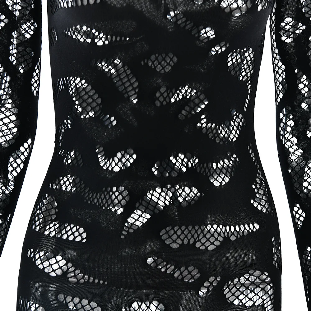 Cutenew Hollow Irregular Jumpsuit Women Full Sleeve Button Sexy See Through Stylish Stretch Skinny Midnight Activity Overall Cutenew Hollow Irregular Jumpsuit Women Full Sleeve Button Sexy See Through Stylish Stretch Skinny Midnight Activity Overall