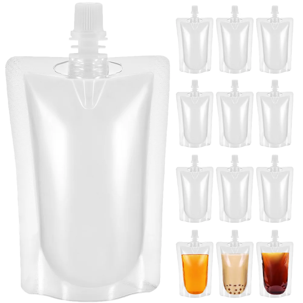 

Clear Liquor Pouches Juice Drink Pouches Stand Up Water Flasks Screw Lid Plastic Beverage Bags Adults Coffee Soy Milk