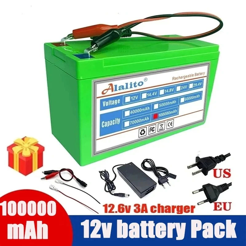 New 12V 40Ah 50Ah 100Ah lithium Battery Pack Lithium Iron Phosphate Batteries Built-in BMS For Solar Boat+12.6V Charger
New 12V 40Ah 50Ah 100Ah lithium Battery Pack Lithium Iron Phosphate Batteries Built-in BMS For Solar Boat+12.6V Charger