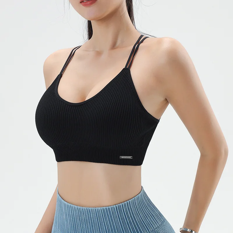 

Women Sport Bras Push Up Yoga Bra Shockproof Underwear Elastic Padded Running Tank Top Embossed Gym Fitness Vest Camisole Female