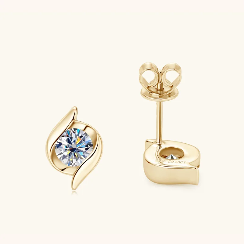 

18K Yellow Gold Real Moissanite with GRA Certificate Authentic Legit 925 Sterling Silver Stud Earrings for Women