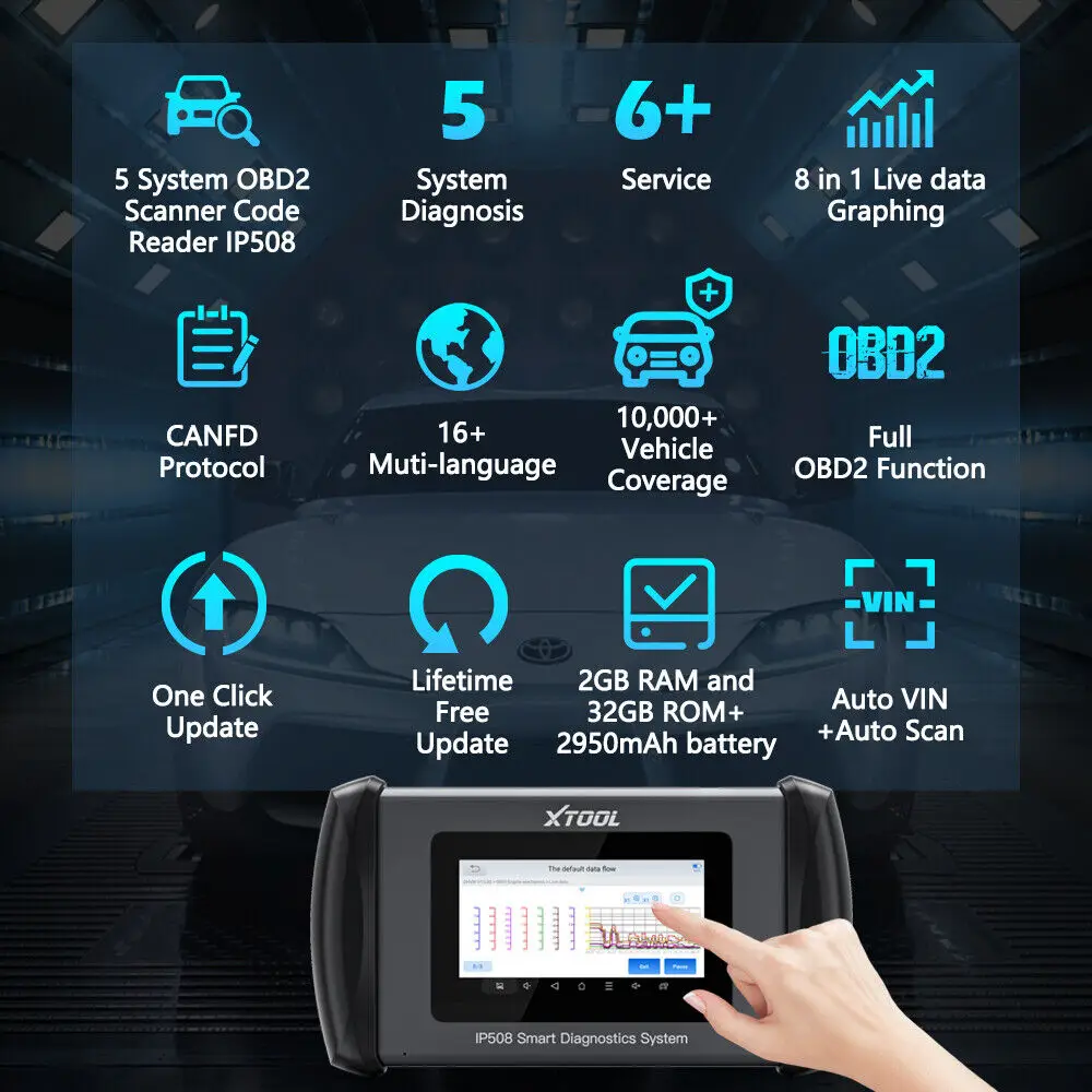 XTOOL Inplus IP508 Diagnostic Tool ABS Bleed Throttle Relearn ODB2 Scanner 8-in-1 Data Graph Auto VIN Scan Lifetime Free Update
XTOOL Inplus IP508 Diagnostic Tool ABS Bleed Throttle Relearn ODB2 Scanner 8-in-1 Data Graph Auto VIN Scan Lifetime Free Update