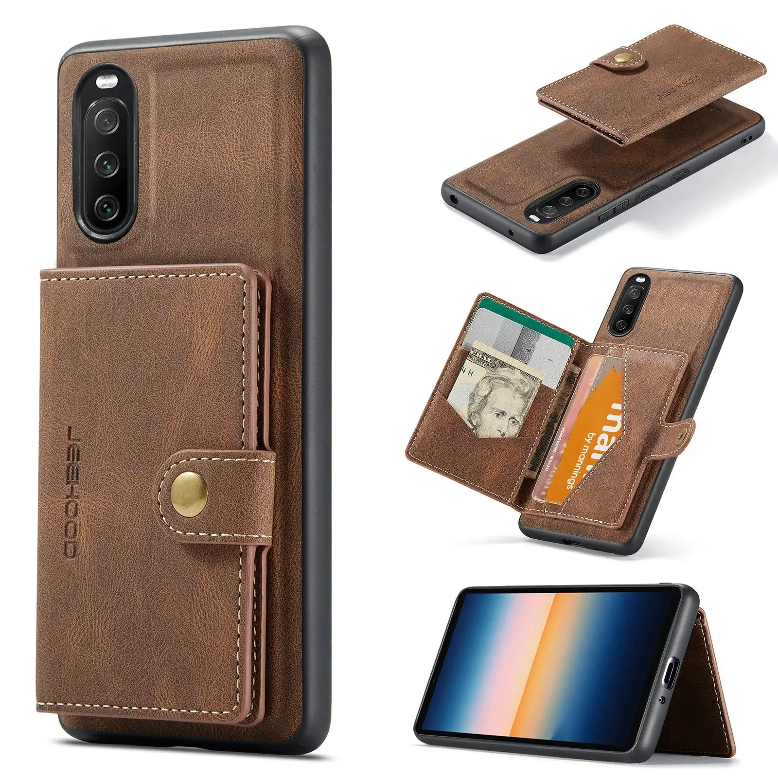 for Sony Xperia 10 III Leather Case with Magnetic Wallet Leather Small Wallet in Kickstand Card Holder Designed Cover Case
for Sony Xperia 10 III Leather Case with Magnetic Wallet Leather Small Wallet in Kickstand Card Holder Designed Cover Case