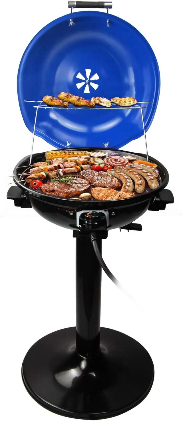 

Electric BBQ Grill Techwood 15-Serving Indoor/Outdoor Electric Grill for Indoor & Outdoor Use, Double Layer Design, Portable