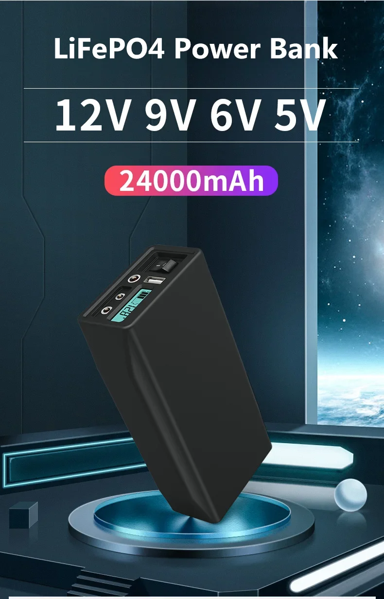 Литиевый Аккумулятор LiFePO4 для монитора, маршрутизатора, фонаря, переносного внешнего аккумулятора, 12 В, 9 В, 6 в, 5 В, 24000 мАч
Литиевый Аккумулятор LiFePO4 для монитора, маршрутизатора, фонаря, переносного внешнего аккумулятора, 12 В, 9 В, 6 в, 5 В, 24000 мАч