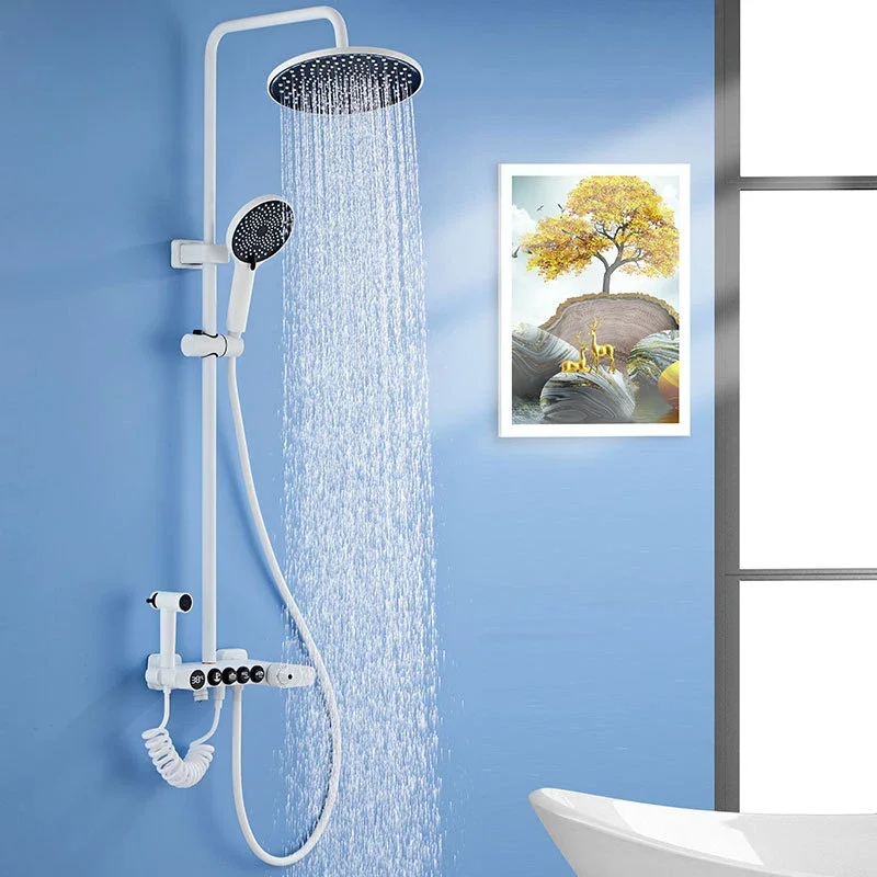 

Bathroom Rainfall Shower Faucet Set Head Sprayer Mixer Thermostatic Bathtub Tap Handheld