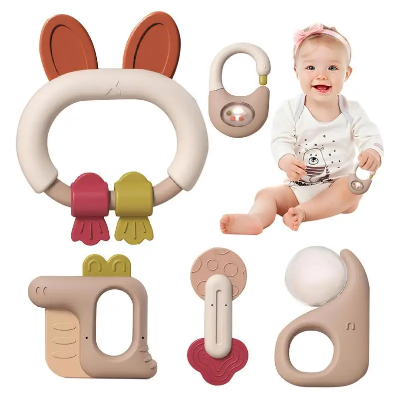 

Toddler Soother Teether Sensory Toys For Babies Developmental Toy With Sand Hammer Newborn Rattle And Teething Toys Grab Shaker