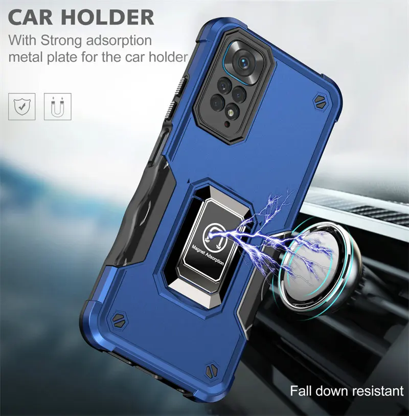 For Xiaomi Redmi Note 11 Pro 4G Case Shockproof Magnetic Metal Ring Holder Armor Back Cover Hard Case for Redmi Note 11 Pro 5G
For Xiaomi Redmi Note 11 Pro 4G Case Shockproof Magnetic Metal Ring Holder Armor Back Cover Hard Case for Redmi Note 11 Pro 5G