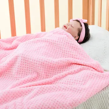 두꺼운 단색 플란넬 파인애플 격자 무늬 아기 배넷저고리 담요, 어린이 소파 담요, 67x99cm 상품 이미지