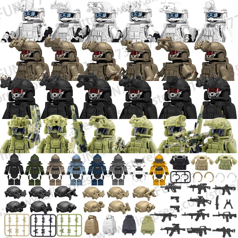 

MOC Military Special Forces Building Blocks Figures Brick Police Soldiers Army Gun Weapons Camouflage Vest Children's Toys B011