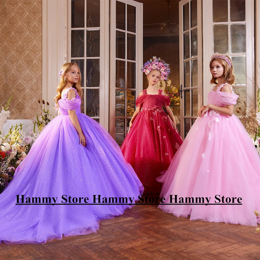 Wedding Flower Girl Dress Square Neck Off The Shoulder Flowers Pleat Sweep Train Glitter Tulle Pageant Party Gown for Birthday
Wedding Flower Girl Dress Square Neck Off The Shoulder Flowers Pleat Sweep Train Glitter Tulle Pageant Party Gown for Birthday
