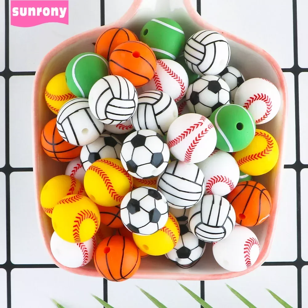 10Pcs/Lot New Printed Silicone Beads 15mm Baseball Tennis Basketball Beads For Jewelry Making DIY Necklace Jewelry Accessorie
10Pcs/Lot New Printed Silicone Beads 15mm Baseball Tennis Basketball Beads For Jewelry Making DIY Necklace Jewelry Accessorie