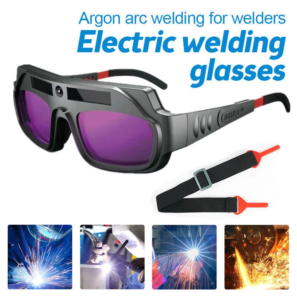

1set Welding Glasses Auto Darkening Gog Gles Automatic Light Exchange Safety Automatic Dimming Welder Arc Solar Energy Supply