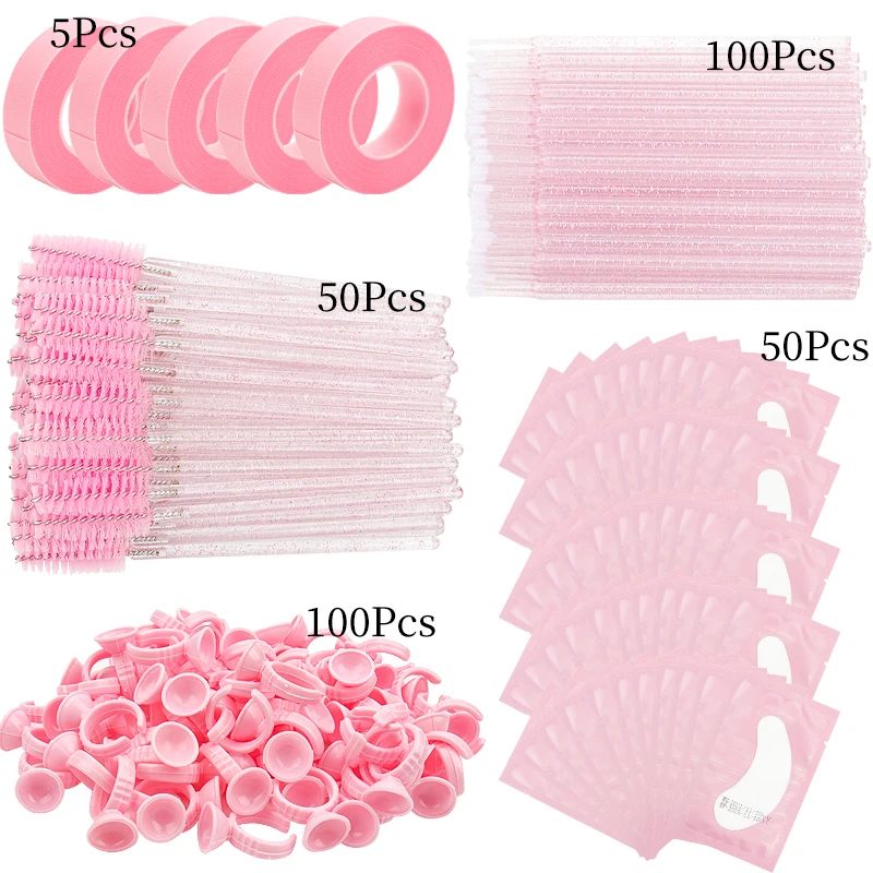 

Eyelash Extension Supplies Kit Mascara Applicator Lash Brush Crystal Microbrush Glue Ring Tape Eye Pad Eyelashes Makeup Tool