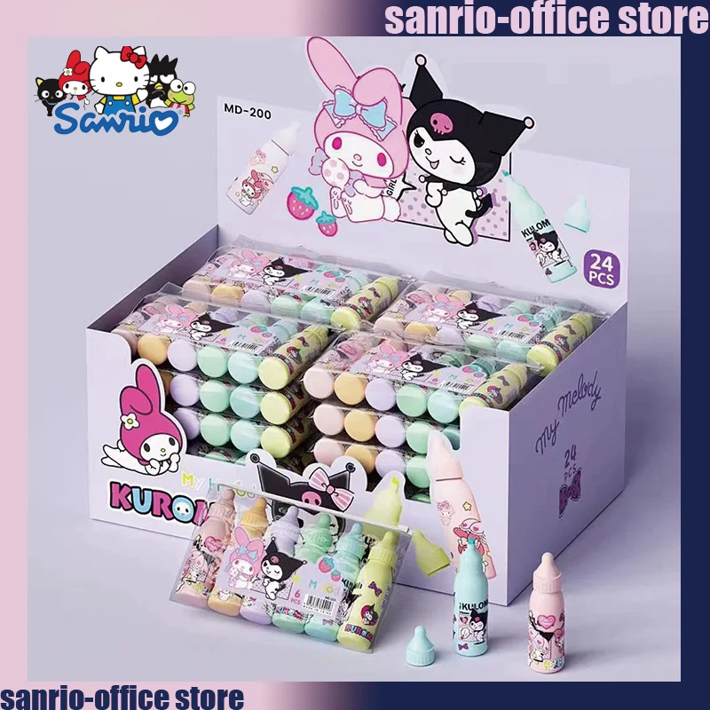 

24pcs/Box Sanrio Highlighter Pen Fluorescent Pen 6 Color Cartoon Marker Pen Multi-Function Kuromi My Melody Colorful Water Pen