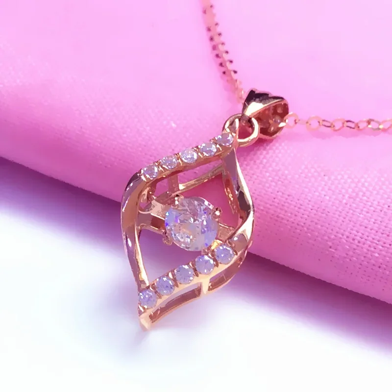 

Plated 14K Rose Gold Exquisite Hollow out Necklace Pendant 585 Purple Gold Shining Light Luxury clavicle chain Jewelry