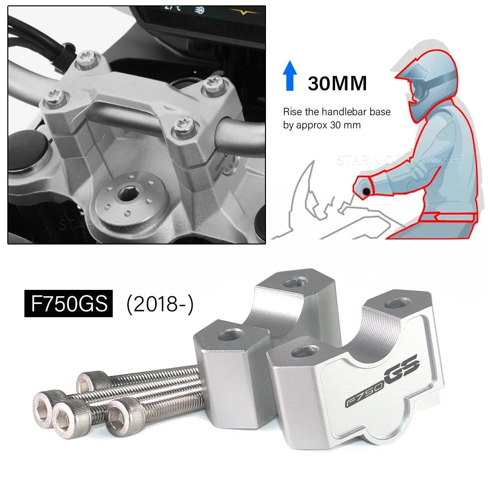 

For BMW F750GS F 750 GS F750 GS 2018- 2022 2021 Handle Bar Riser Clamp CNC Handlebar Lift Extend Adapter Mount Height Up 30MM