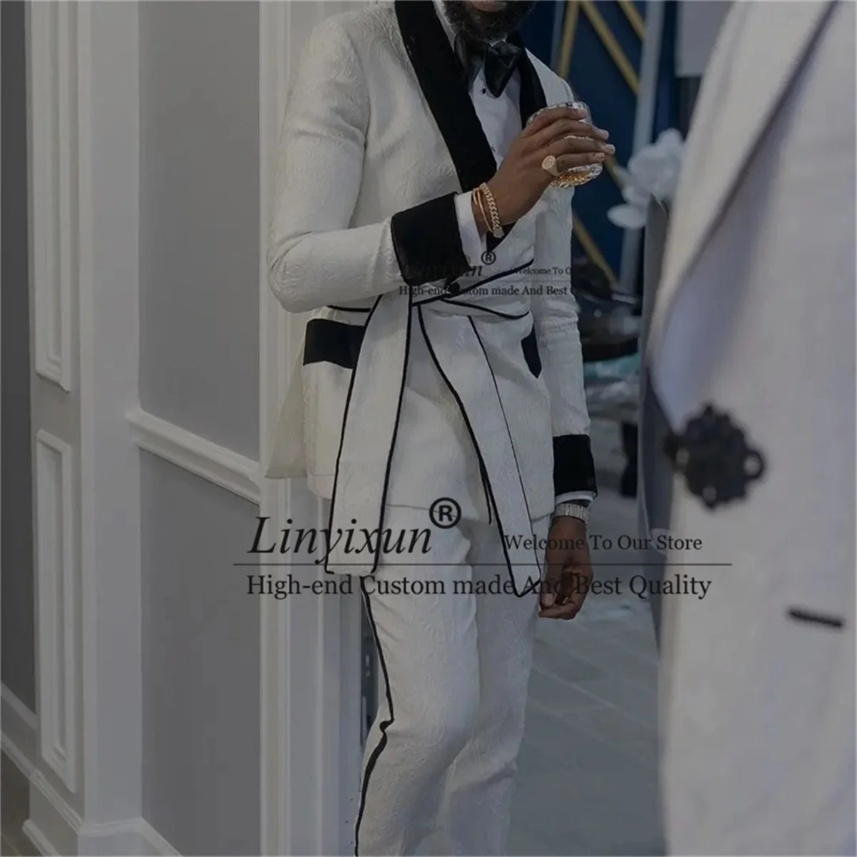 Fashion Jacquard Designs Men Suit With Belt Slim Fit 2 Piece Groom Wedding Tuxedos Prom Party Blazer Male Clothing Costume Homme
Fashion Jacquard Designs Men Suit With Belt Slim Fit 2 Piece Groom Wedding Tuxedos Prom Party Blazer Male Clothing Costume Homme
