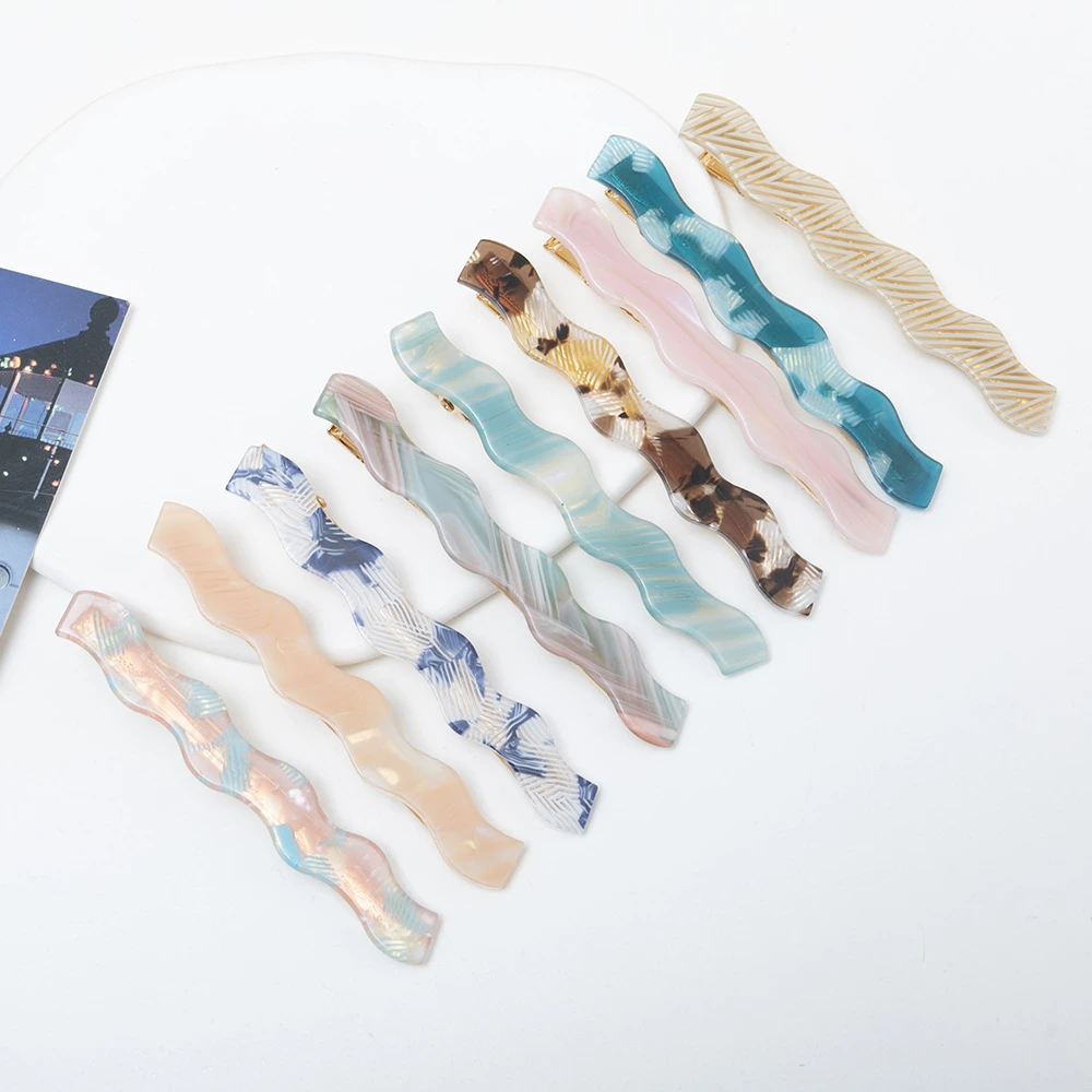 Женские Модные волнистые ацетатные зажимы для утконоса, челки, заколки для волос, длинные заколки, аксессуары для волос для девочек, подарки, инструменты для укладки волос
Женские Модные волнистые ацетатные зажимы для утконоса, челки, заколки для волос, длинные заколки, аксессуары для волос для девочек, подарки, инструменты для укладки волос