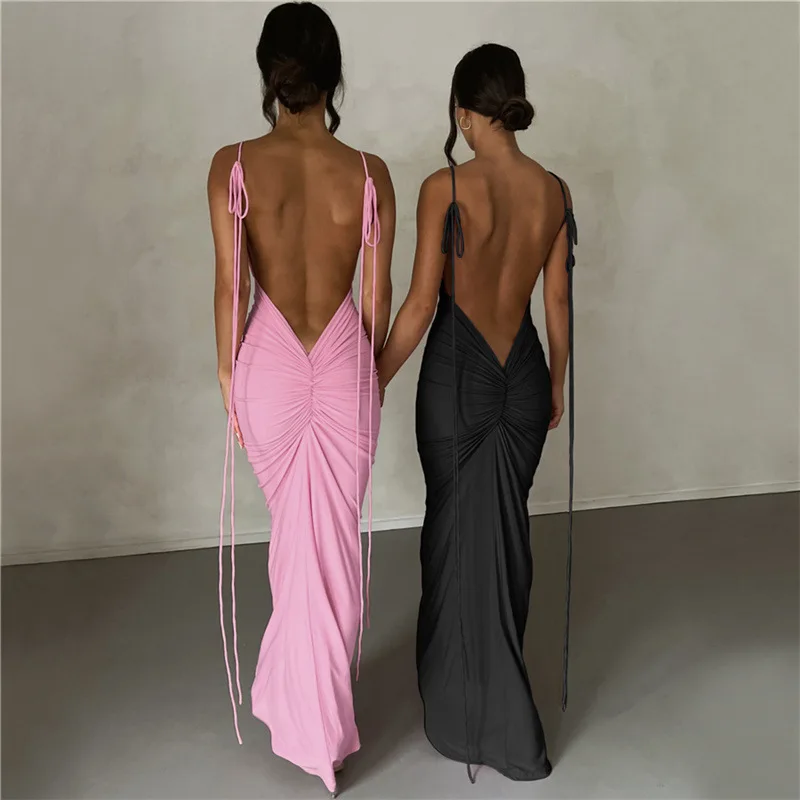 

Alluring Backless Long Sleeveless Dress 2023 Summer Dress