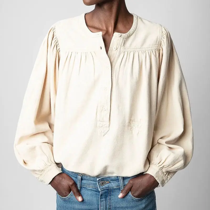 Shirt Women's Long Sleeve Top Pullover Spring/Summer 2023 New Half Open Chest Women's Loose Casual Pullover
Shirt Women's Long Sleeve Top Pullover Spring/Summer 2023 New Half Open Chest Women's Loose Casual Pullover